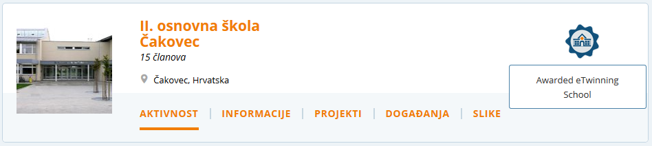 eTwinning School II. O akovec badge