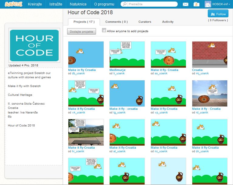 Sat kodiranja Hour of Code 2018