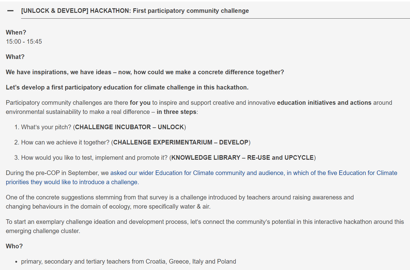 Education for Climate Day – Dan obrazovanja za klimu - hackathon