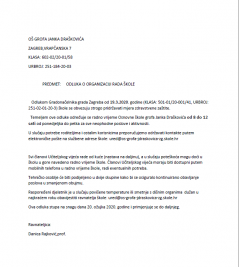 Odluka o radu škole