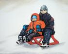 Children's Sledging, Acryl, 24x30 Cm 