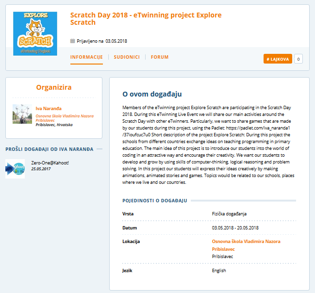 eTwinning Live Event Scratch Day 2018 eTwinning project Explore Scratch