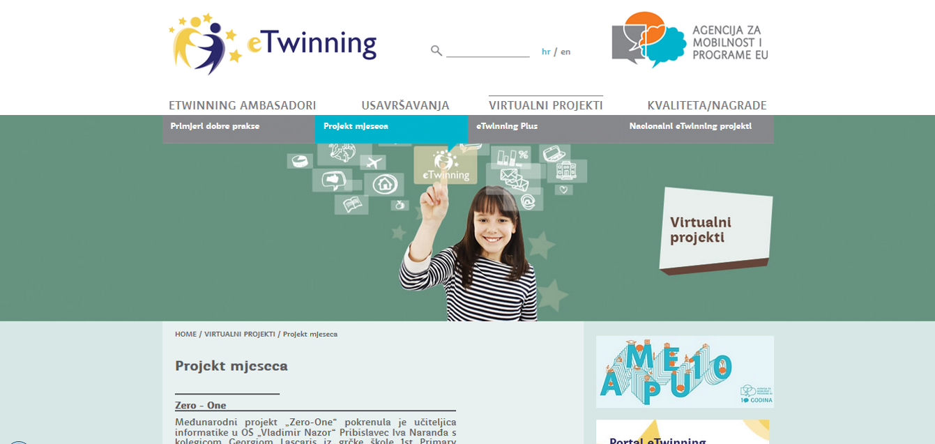 eTwinning projekt mjeseca Zero-One