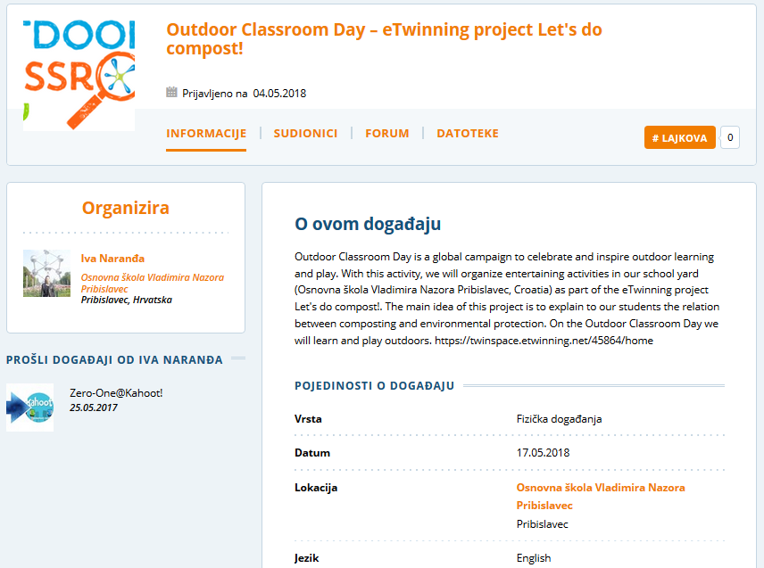 eTwinning Live Event Outdoor Classroom Day